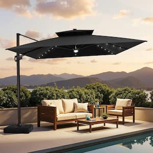 11 ft solar offset beige patio umbrella Garden Winds Replacement Canopy Top for Hampton Bay resistant polyester fabric with a top vent Cotter 11' Cantilever Umbrella Charlton