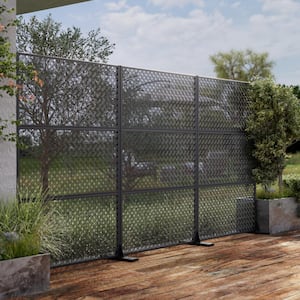 72 in. Jason Metal Outdoor Garden Fence Privacy Screen Garden Screen Panels in Black