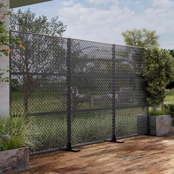 Dovelina 72 In. Jason Metal Outdoor Garden Fence Privacy Screen Garden ...