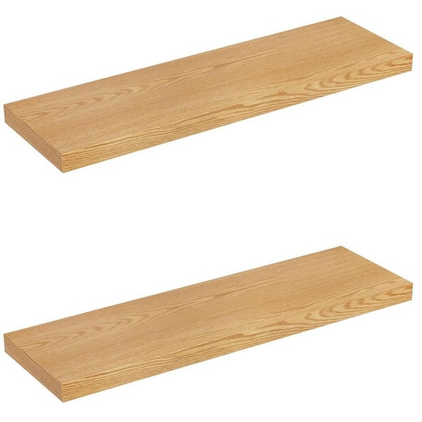 36 in. W x 9.3 in. D Oak Floating Shelves Decorative Wall Shelf Display Storage Shelves Set of 2