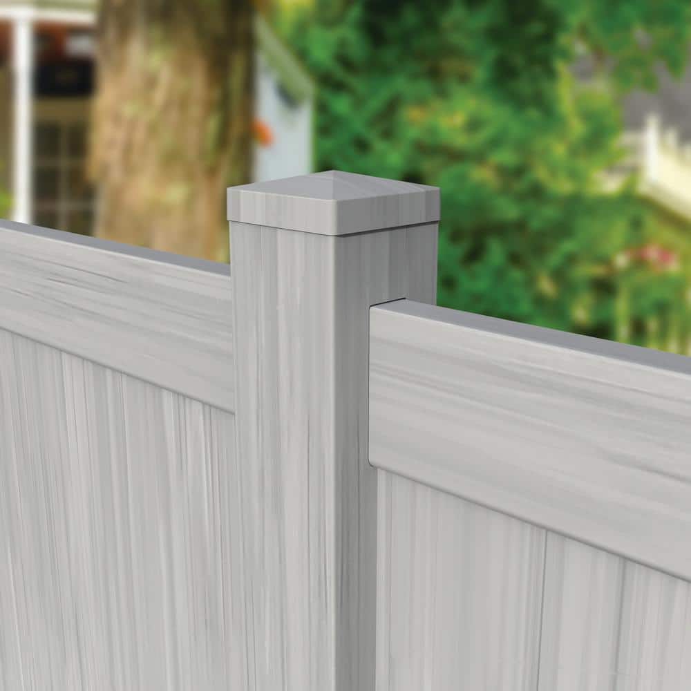 Driftwood Gray Vinyl Pyramid Fence Post Cap, 5 in. x 5 in.