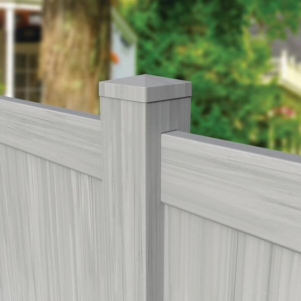 5 in. x 5 in. Gray Vinyl Fence Pyramid Post Top