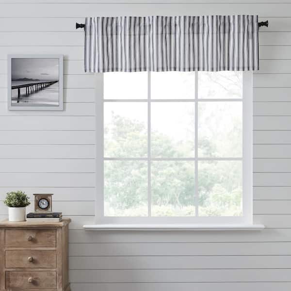 VHC BRANDS Sawyer Mill Ticking Stripe 60 in. L x 16 in. W Cotton Valance in Country Black Soft White