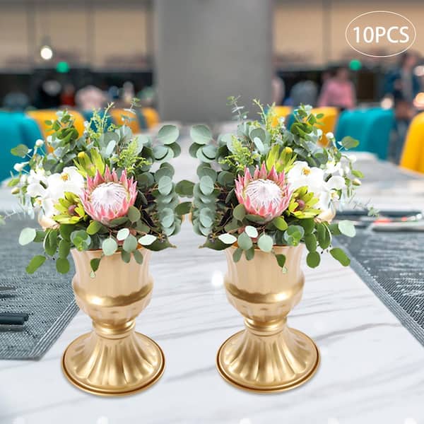 Decorative Metal Glass Shaped Urn Plant Pot Filler Table