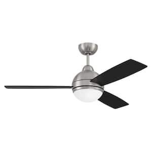 Keen 48 in. Indoor Dual Mount Brushed Nickel Ceiling Fan with Integrated LED Light and Remote/Wall Control Included