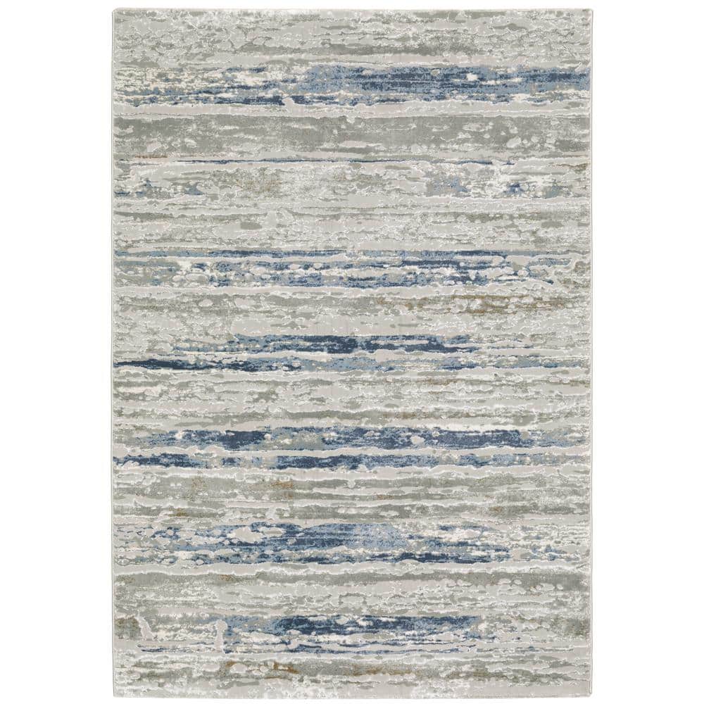 Emory Beige/Blue 7 ft. x 10 ft. Abstract Stripe Polypropylene Polyester Blend Indoor Area Rug price history on PriceWatchPro