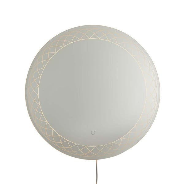 NOVA of California 28 in. x 28 in. Modern Round Chrome Frameless Interlace Backlit LED Mirror