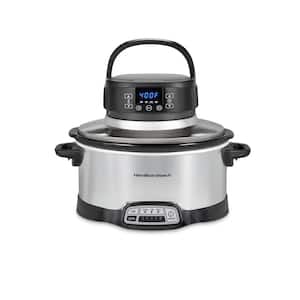 2 in 1 6 Qt. Stainless Steel Slow Cooker with Air Fry Lid