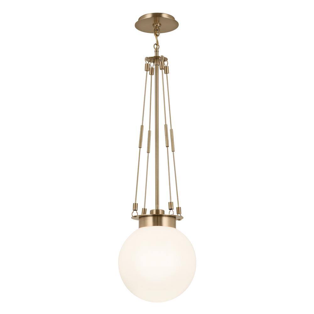 Albers Champagne Bronze 10.5" Globe Pendant with Opal Glass Shade