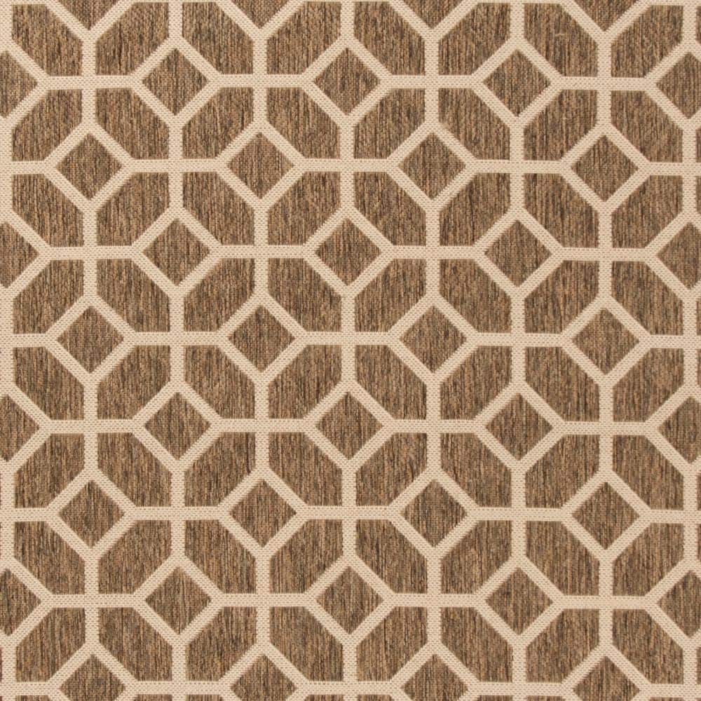 Beige and Cream Geometric Indoor/Outdoor Area Rug