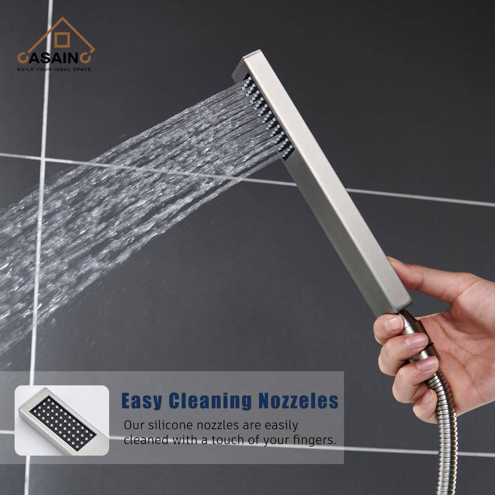 Brushed Nickel Waterfall Tub Faucet with Hand Shower