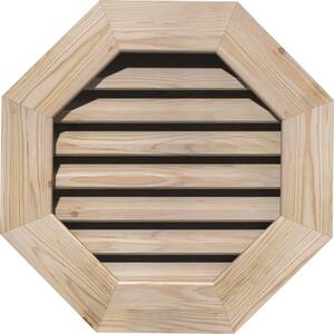 31 in. x 31 in. Octagon Unfinished Smooth Pine Wood Paintable Gable Louver Vent