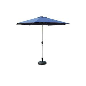 9 ft. Octagon Aluminum Outdoor Market Umbrella in Navy Blue for Garden, Deck, Poolside