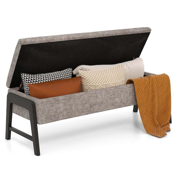 Costway Grey 50 in. Bedroom Bench Without Back