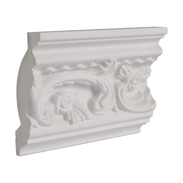 American Pro Decor 4-1/2 in. x 2 in. x 6 in. Long Floral Polyurethane Crown Moulding Sample