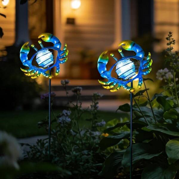 25 in. H Crab Figurine Lights Garden Stakes, (2-Pack) L0GCKD6NXG