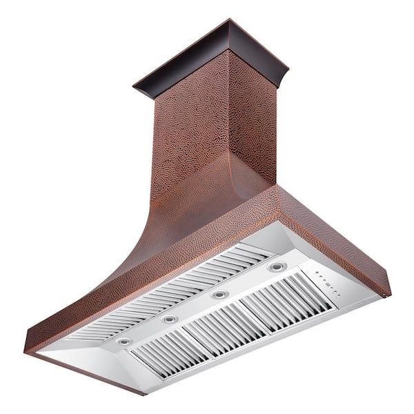 48 in. 700 CFM Ducted Vent Wall Mount Range Hood in Hand Hammered Copper