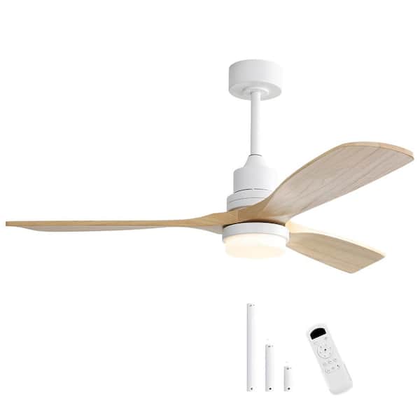 Sofucor 52 in. Integrated LED Indoor/Outdoor White Ceiling Fan with Light Kit and Remote Control