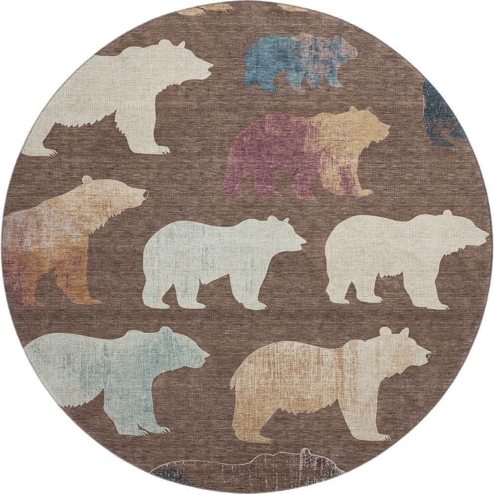 Mayfield Premium Machine Washable Abstract AMF2338 Chocolate 8 ft. x 8 ft. Round Rug price history on PriceWatchPro
