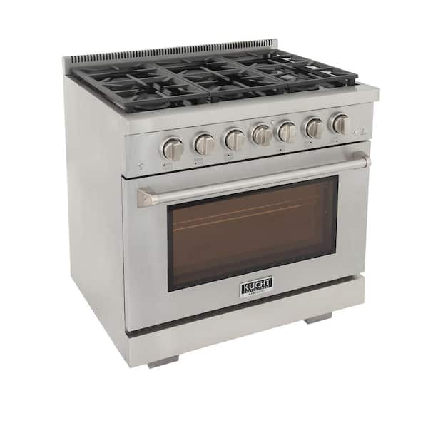 Professional 36 in. 5.2 cu.ft. Natural Gas Range with Two 21K Power Burners and Convection Oven in Stainless Steel