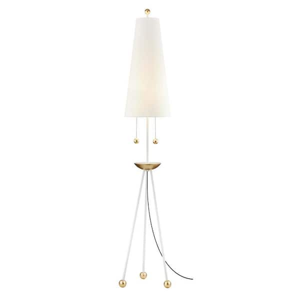 MITZI HUDSON VALLEY LIGHTING Liza 70 in. 2-Light Gold Leaf/White Floor Lamp