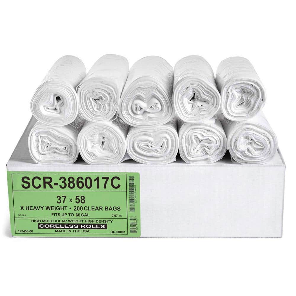55 Gallon to 60 Gallon Clear Source Reduction High Density Trash Bag (200-C