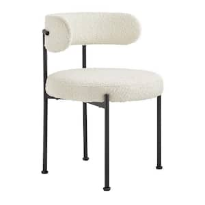 Albie Boucle Fabric Dining Chairs - Set of 2 Ivory Black