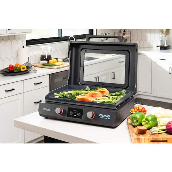 Nexgrill Fuse 400 22 in. Tabletop Electric Grill Griddle in Black