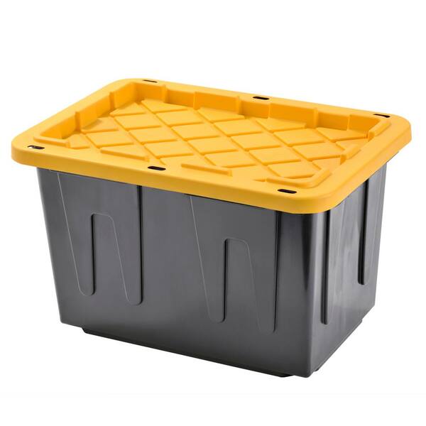Sandusky Heavy Duty - 23 Gal. Tote Black Bottom and Yellow Snap Lid (4-Pack)
