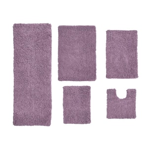 Fantasia Bath Rug 100% Cotton Bath Rugs Set, 5-Pcs Set with Contour, Purple