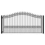 London Style 16 ft. x 6 ft. Black Steel Single Swing Driveway Fence Gate