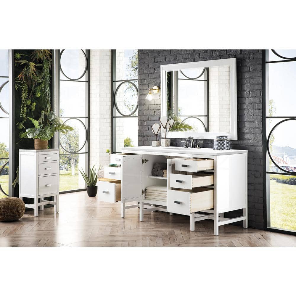 Addison 60" Glossy White Single Vanity Base with Soft-Close Hinges