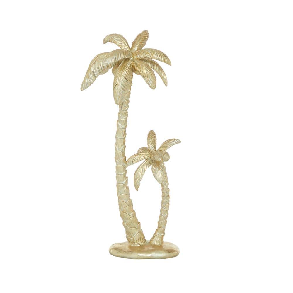 Gold Resin Palm Tree Novelty Sculpture, 7" x 16"