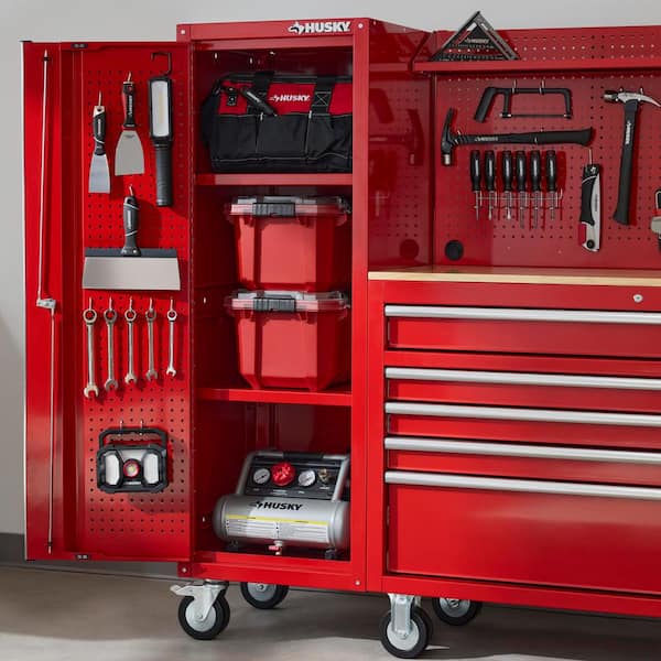 Husky Modular 20 in. W x 20 in. D Standard Duty 3-Shelf Red Rolling Side Tool Chest