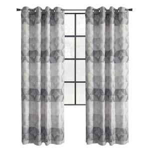 Jackson Natural Polyester Jacquard 52 in. W x 84 in. L Grommet Indoor Light Filtering Curtain (Single-Panel)