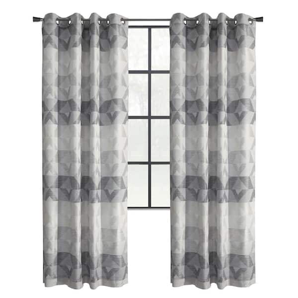 Habitat Jackson Natural Polyester Jacquard 52 in. W x 84 in. L Grommet Indoor Light Filtering Curtain (Single-Panel)