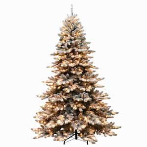 7.5 ft. Pre-Lit Flocked Princess Spruce Artificial Christmas Tree with 700 UL Listed Clear Lights