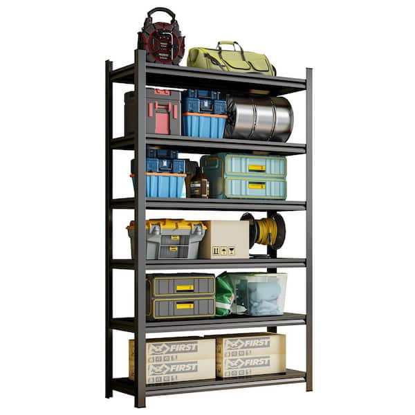 6-Shelf Freestanding Adjustable Metal Garage Storage Shelving Unit in Black (45.2 in. W x 77.4 in. H x 15.7 in. D)