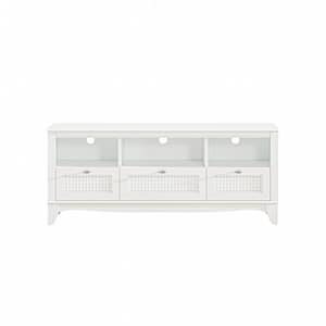 55 in. White Oak Wood TV Stand for TVs up to 60 in. with drawer