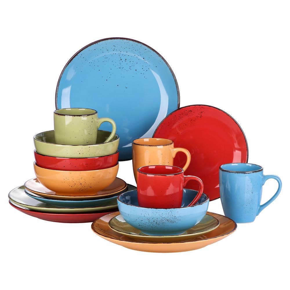 vancasso Navia 16-Piece Assorted Colors Stoneware Dinnerware Set