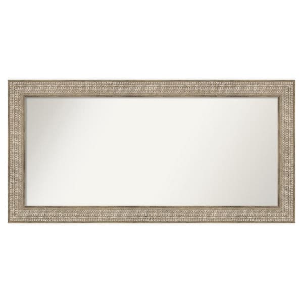 Amanti Art Trellis Silver 52 in. x 26 in. Custom Non-Beveled Wood Framed Bathroom Vanity Wall Mirror