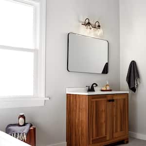 Avery 15 in. 2-Light Olde Bronze Vintage Bathroom Vanity Light with Clear Seeded Glass