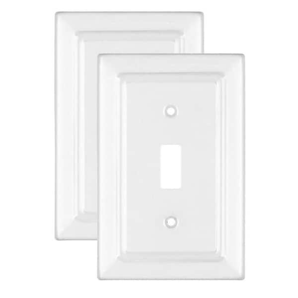 Architectural 1-Gang White Switch/Toggle Metal Wall Plate (2-Pack)