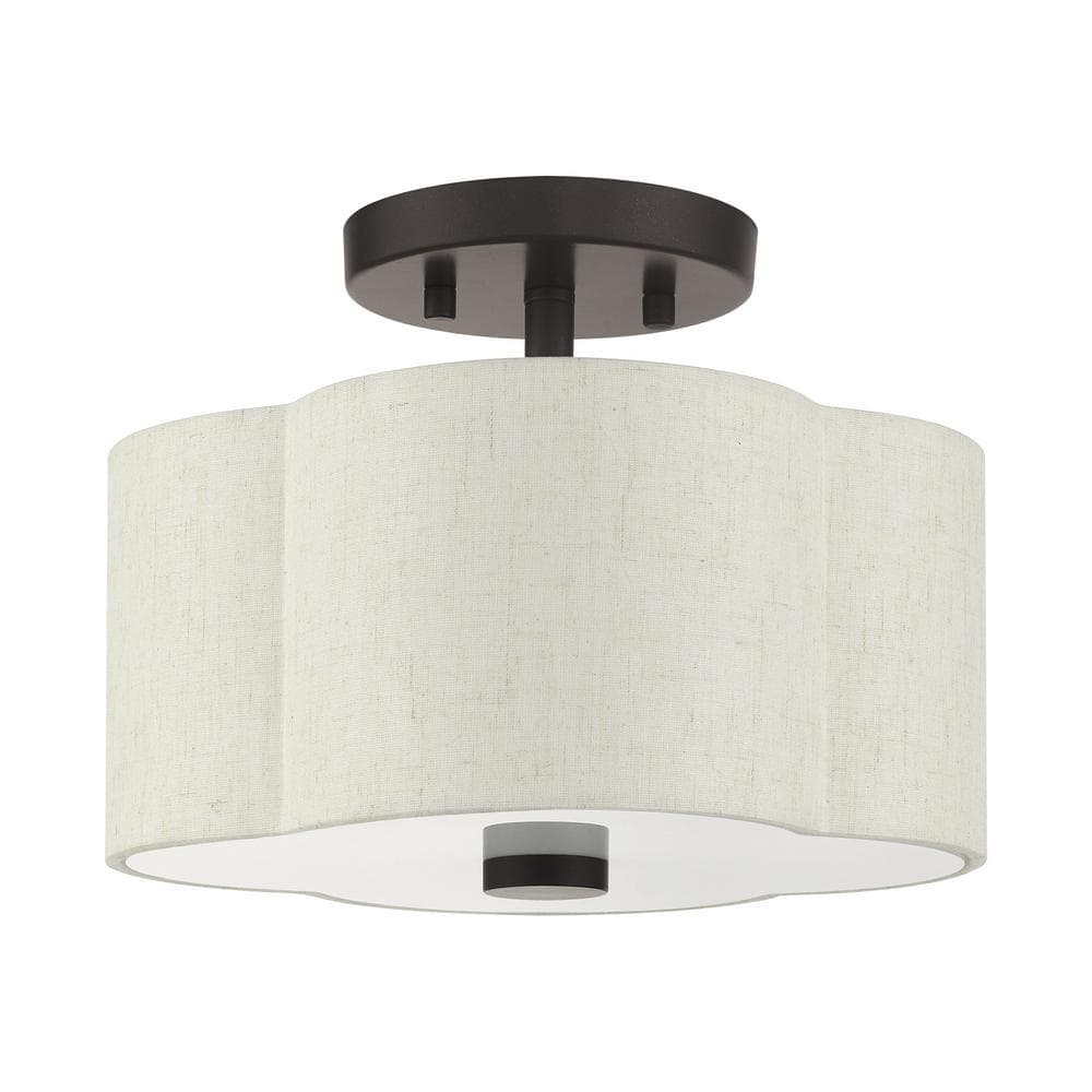 Solstice English Bronze 2-Light LED Drum Semi-Flush Mount