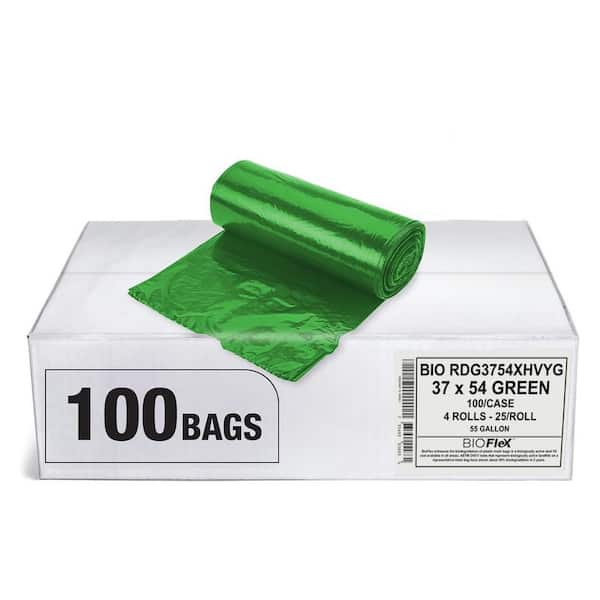 Aluf Plastics 55-60 Gallon 1.1 MIL Heavy Duty Garbage Bags With BioFlex Technology-37 in. x 54 in.-Pack of 100