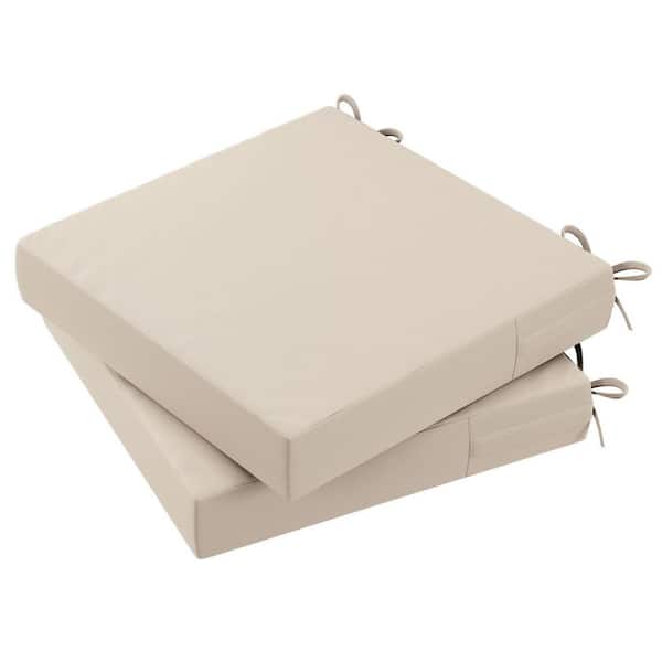 Unbranded 20 in. x 20 in. x 3 in. Outdoor Square Dining Chair Seat Cushion for Patio Furniture, Beige (2-Pack)