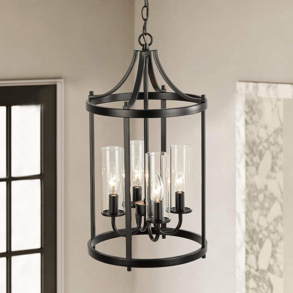 Aleena 4-Light Black Classic Drum Design Lantern Pendant Light price history on PriceWatchPro