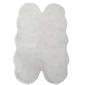 Mmlior Light Gray 4 ft. x 6 ft. Soft Faux Rabbit Fur Specialty Area Rug