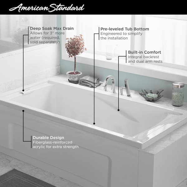 American Standard - Evolution 72 in. x 36 in. Acrylic Soaking Bathtub with Reversible Drain in White