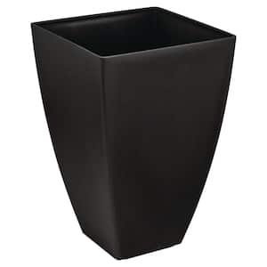 13.5 in. Tallulah Black Modern Fiberglass Slate Tall Square Planter (13.5 in. L x 13.5 in. W x 20 in. H)